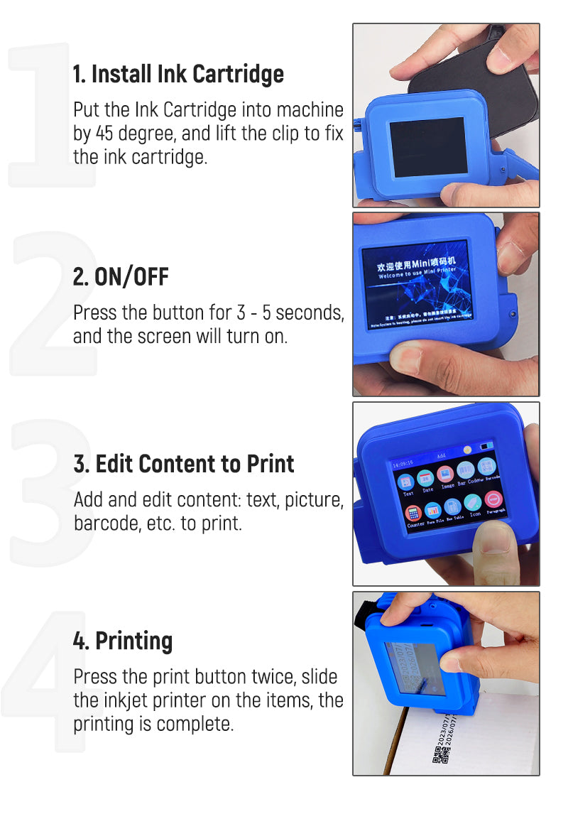 Hand Held Machine Jet Handjet Portable Printing Eggs Batch Coding Handled Helix Rotary Ink Balloon Cardboard Gun Inkjet Printer