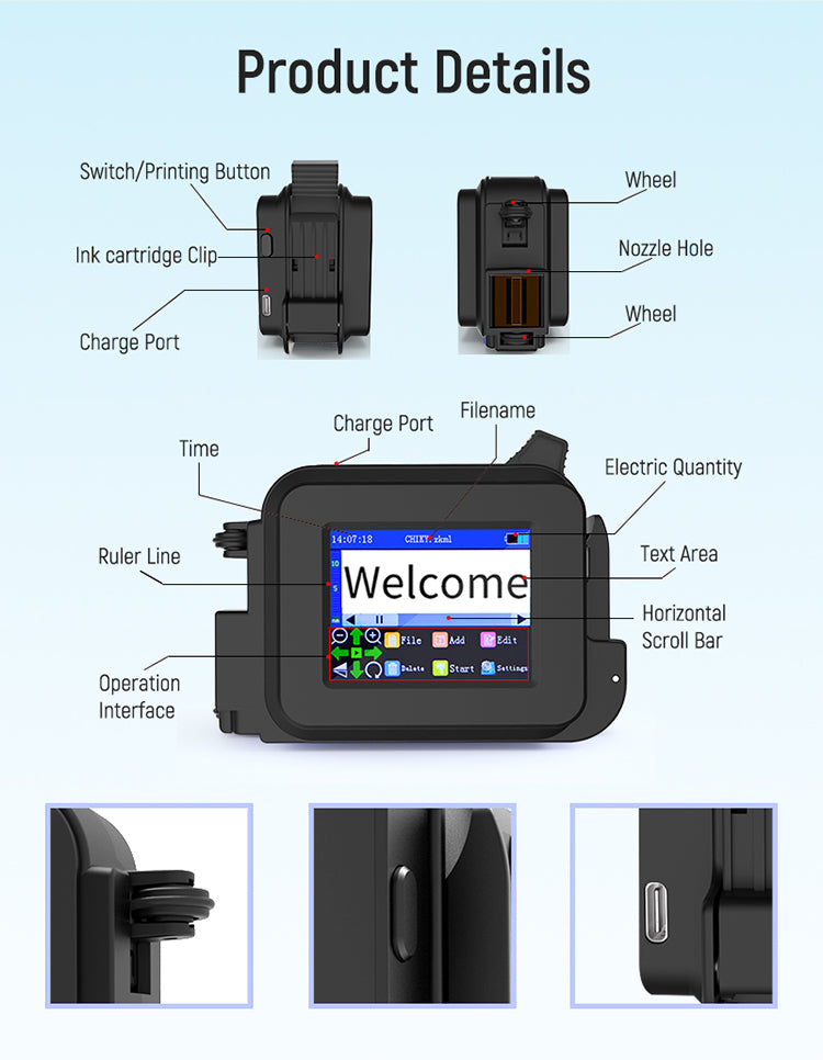 Small Portable Inkjet Printer Handheld Mini Phone case Logo Scan Code Directly Printing Function Latest Portable Inkjet Printer